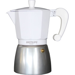Cafetera de aluminio de 9 tazas, interior con tratamiento anti oxido, asa aislante blanca, Colori-9-blanco