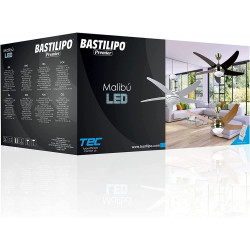Ventilador techo con mando a distancia, 132cm, 60W, MALIBÚ BLANCO 3 LED,
