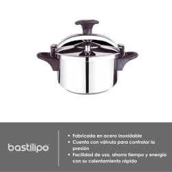 BASTILIPO Express Clásica 6, olla expres de acero inoxidable, 6 litros