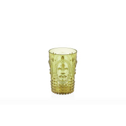 PACK 6 UNIDADES VASO 400 ML. MOD. FLOR DE LIS COLOR AMARILLO. Vaso de policarbonato tamaño mediano, reutilizable, libre de BPA ,