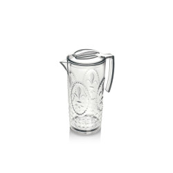 JARRA 2,5 LT. MOD. FLOR DE LIS COLOR TRANSPARENTE. Jarra de policarbonato tamaño grande, reutilizable, libre de BPA , 2,5 litros