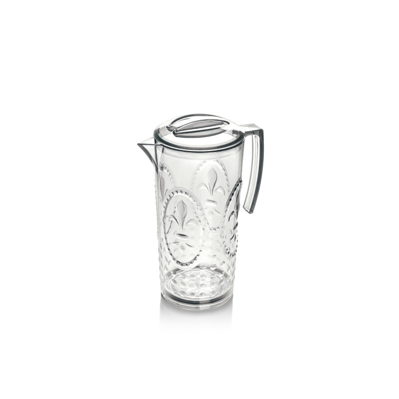 JARRA 2,5 LT. MOD. FLOR DE LIS COLOR TRANSPARENTE. Jarra de policarbonato tamaño grande, reutilizable, libre de BPA , 2,5 litros