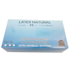 Caja de 100 guantes latex con polvo, Certificado CE, talla L
