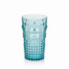 PACK 6 UNIDADES VASO 750 ML. MOD. FLOR DE LIS COLOR TURQUESA. Vaso de policarbonato tamaño grande, reutilizable, libre de BPA ,