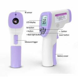 Termómetro digital laser, 32-43ºC, aviso fiebre pantalla y acústico, modelo HT-820D