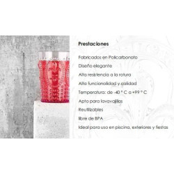 PACK 6 UNIDADES VASO 400 ML.MOD. BAUHAUS COLOR ÁMBAR. Vaso de policarbonato tamaño mediano, reutilizable, libre de BPA