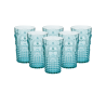 PACK 6 UNIDADES VASO 750 ML. MOD. FLOR DE LIS COLOR TURQUESA. Vaso de policarbonato tamaño grande, reutilizable, libre de BPA ,