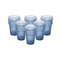Pack de 6 vasos de Plastiresist de 400 ml modelo Empire Estate color azul Indigo, tamaño grande, reutilizable, apto para piscina