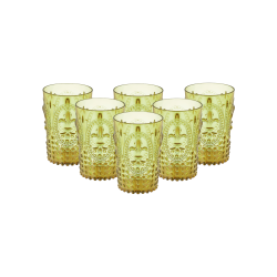 PACK 6 UNIDADES VASO 400 ML. MOD. FLOR DE LIS COLOR AMARILLO. Vaso de policarbonato tamaño mediano, reutilizable, libre de BPA ,