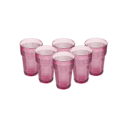PACK 6 UNIDADES VASO 400 ML.  MOD. EMPIRE STATE COLOR ROSA PALO. Vaso de policarbonato tamaño grande, reutilizable, libre de BPA