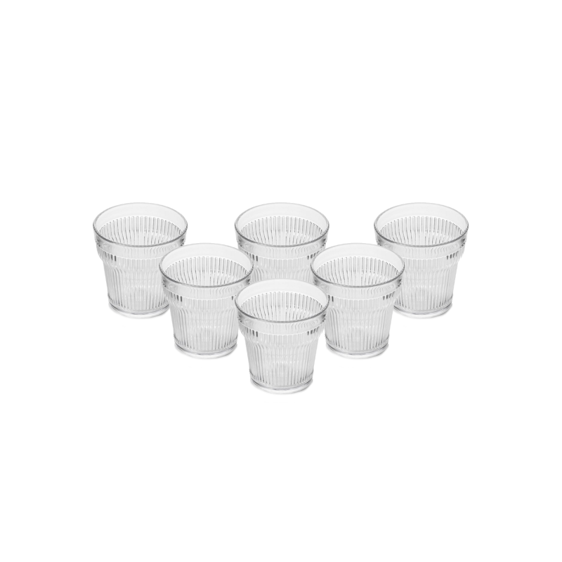 PACK 6 UNIDADES VASO 300 ML. MOD. EMPIRE STATE COLOR TRANSPARENTE. Vaso de policarbonato tamaño mediano, reutilizable, libre de