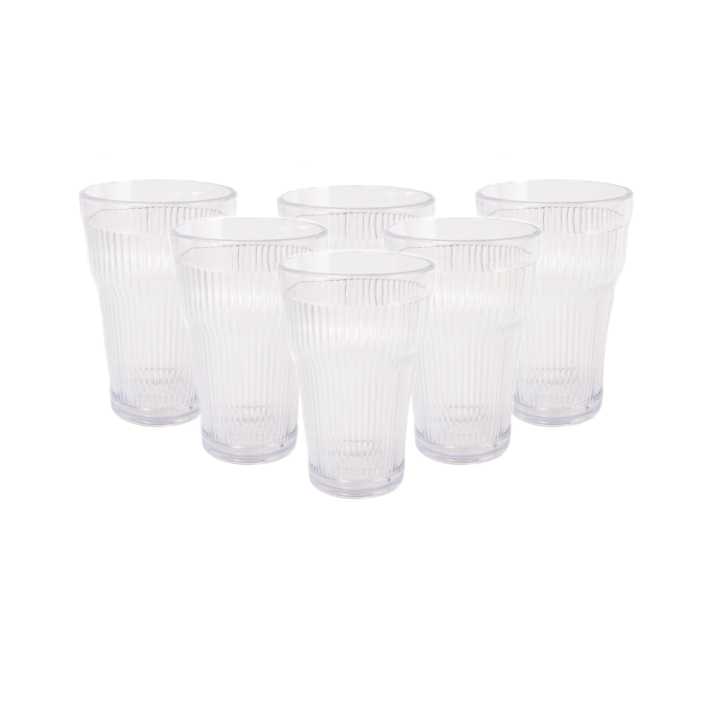 PACK 6 UNIDADES VASO 400 ML.  MOD. EMPIRE STATE COLOR TRANSPARENTE.