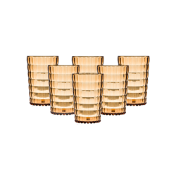 PACK 6 UNIDADES VASO 400 ML.MOD. BAUHAUS COLOR ÁMBAR. Vaso de policarbonato tamaño mediano, reutilizable, libre de BPA