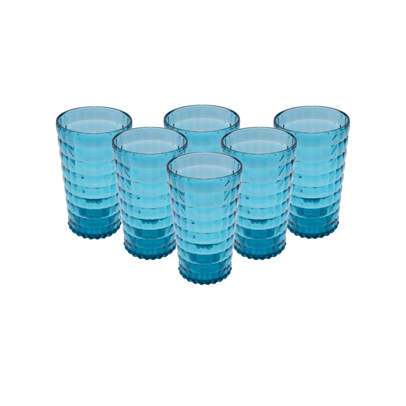 PACK 6 UNIDADES VASO 750 ML. MOD. BAUHAUS COLOR TURQUESA. Vaso de policarbonato tamaño grande, reutilizable, libre de BPA