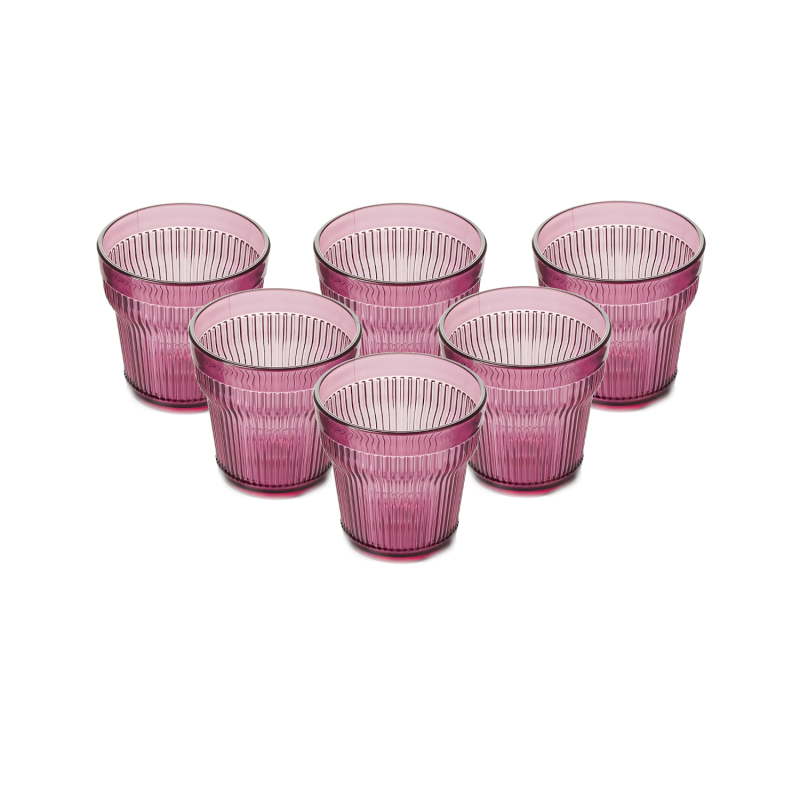 PACK 6 UNIDADES VASO 300 ML. MOD. EMPIRE STATE COLOR ROSA PALO. Vaso de policarbonato tamaño mediano, reutilizable, libre de BPA