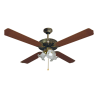 Alicante Ventilador De Techo para 3 Bombillas E27, 60 W, Bronce Envejecido, Clase de eficiencia energética A+
