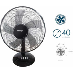 BASTILIPO BARROSA - Ventilador de sobre mesa negro 50W