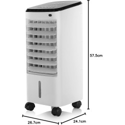 Climatizador evaporativo Formentor RC, control digital, mando a distancia, consumo 65W, deposito de 3.5L, temporizador.