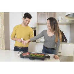 VFT-2000, Vulcano fast table chef, 2000W, 26 X 46cm, superficie anti adherente, recoge grasas