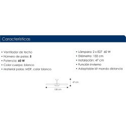 Ventilador de techo - MÁLAGA 132cm