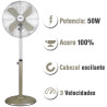 BASTILIPO PALMA - Ventilador de pie estilo vintage CHAMPAGNE