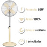 BASTILIPO PALMA - Ventilador de pie estilo vintage VAINILLA