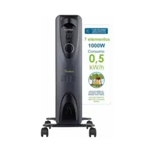 Radiador - BASTILIPO RC-ECOFLUID-7, 1000 W, 3 niveles de calor, 7 elementos, Black